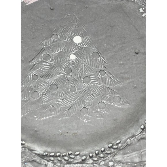 Vintage Clear Glass Christmas Tree Embossed Dessert Plate Trinket Plate - Picture 6 of 7
